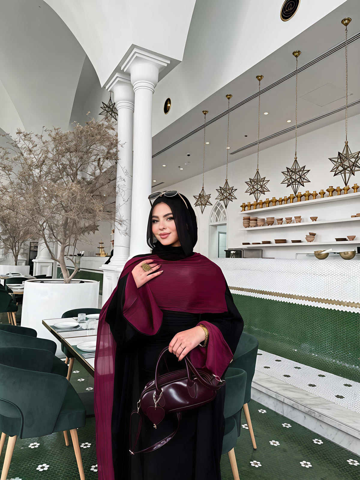 العباية الأوبن مع السكارف و ال بيزك