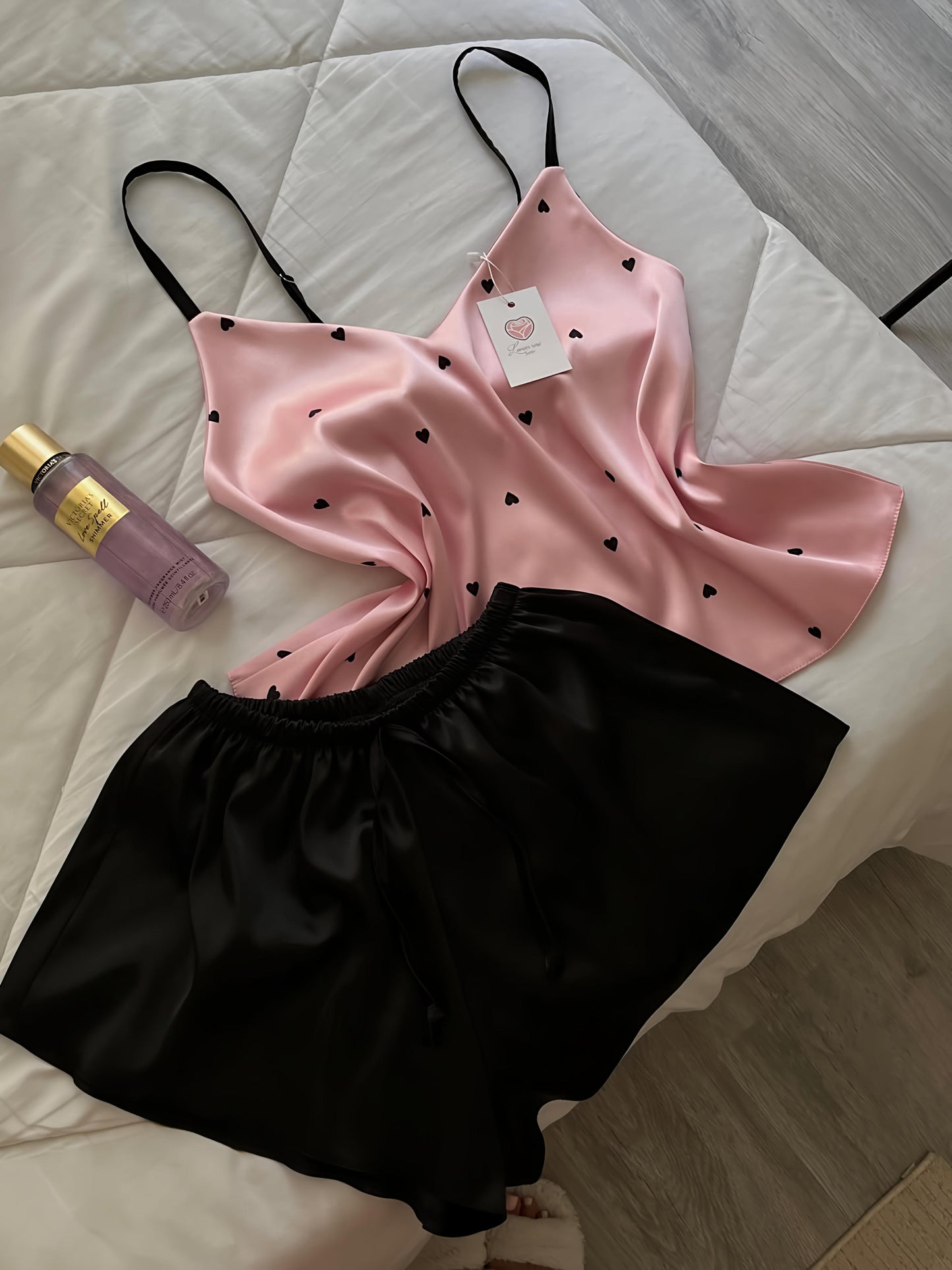 Midnight Satin Hearts Set