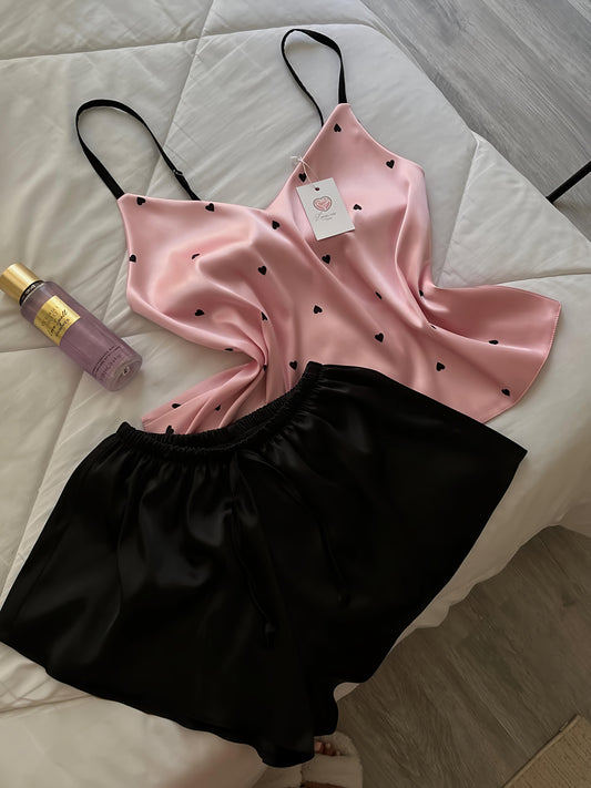 Midnight Satin Hearts Set