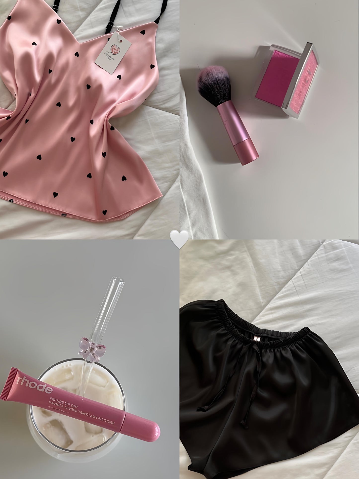 Midnight Satin Hearts Set